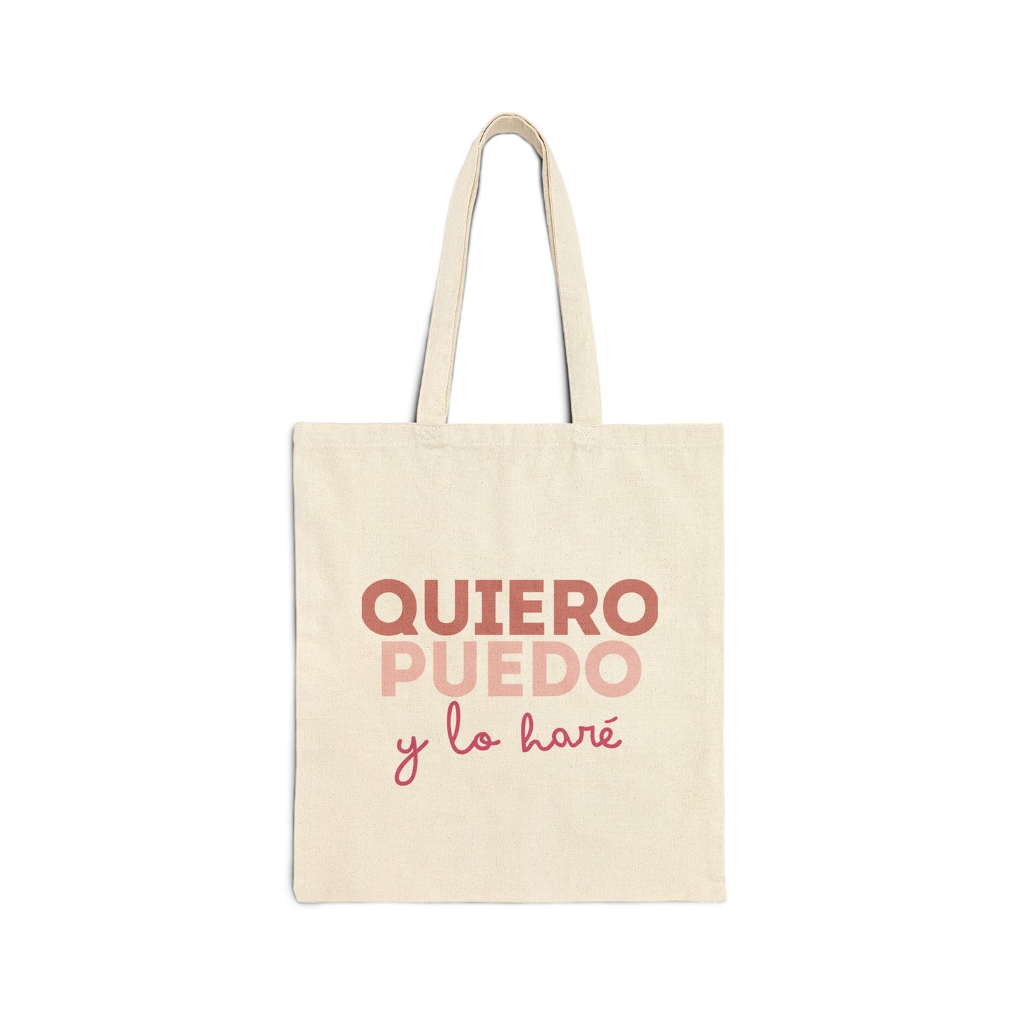 Bolsa tote con diseño exclusivo minimalista "Quiero, puedo y lo haré"- 100% lona de algodón, ecofriendly , resistente