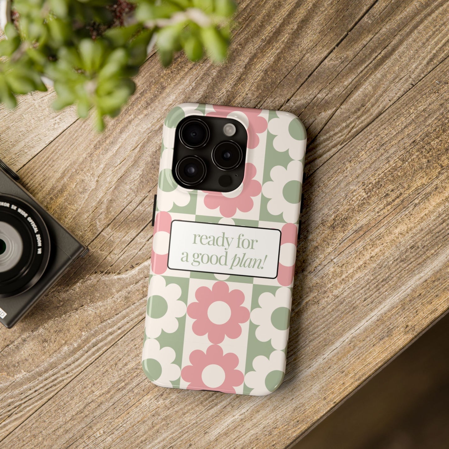 Funda para teléfono "Ready for a good plan!" -Resistente a impactos, diseño floral exclusivo.