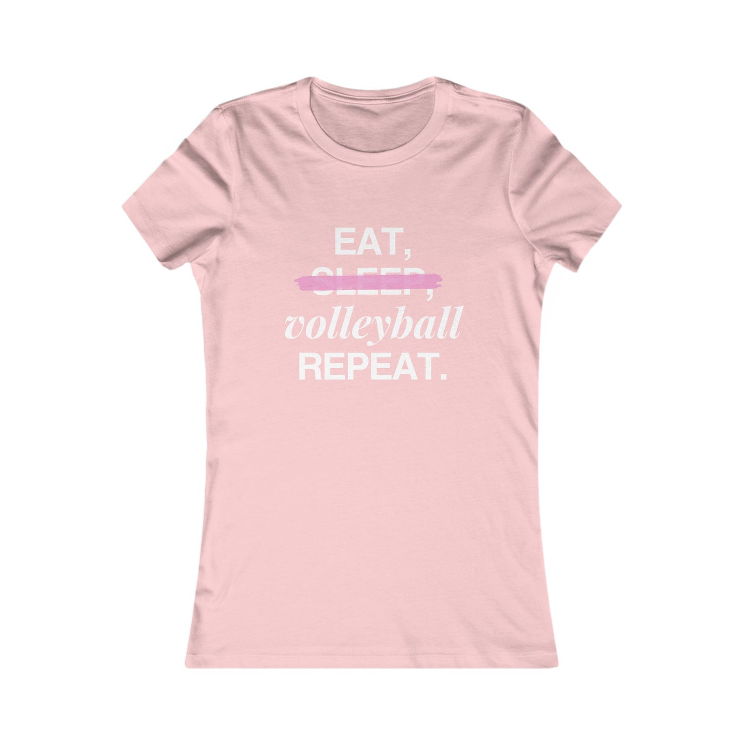 Camiseta ligera con mensaje inspirador " Eat, volleyball, repeat"- 100% algodón, corte entallado.