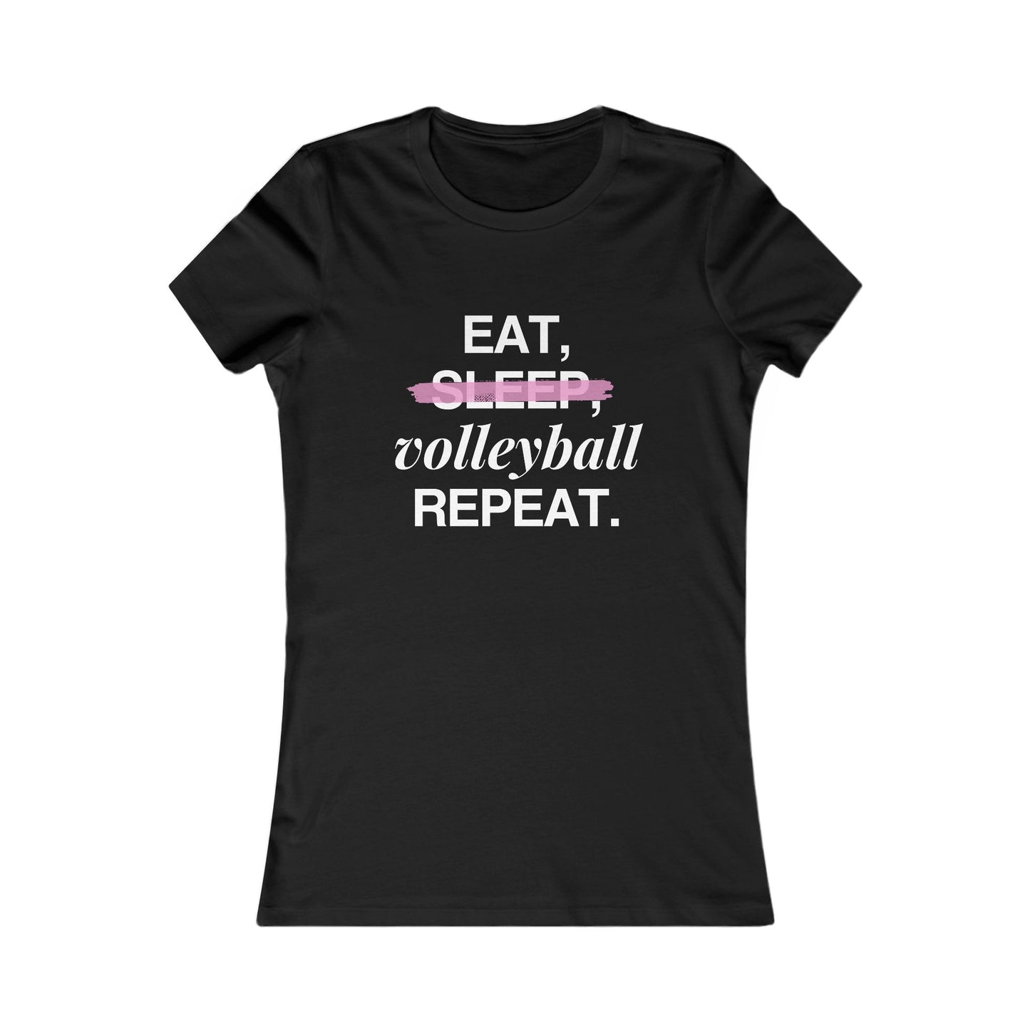 Camiseta ligera con mensaje inspirador " Eat, volleyball, repeat"- 100% algodón, corte entallado.