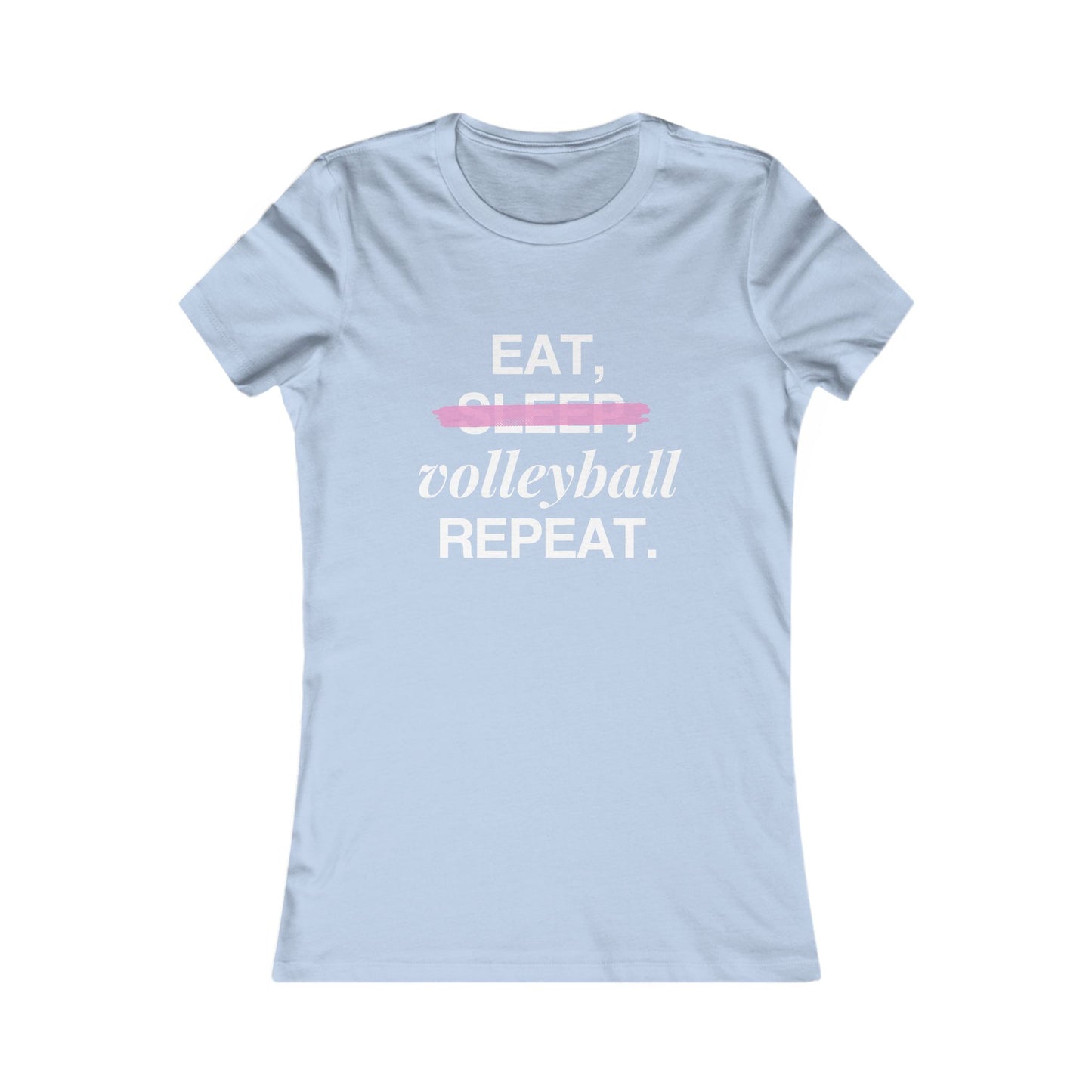 Camiseta ligera con mensaje inspirador " Eat, volleyball, repeat"- 100% algodón, corte entallado.