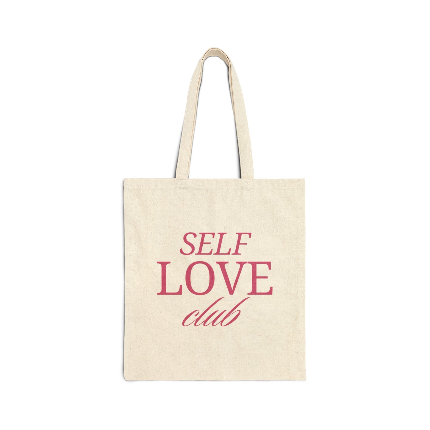 Bolsa tote "SELF LOVE club"- Diseño con frase inspiradora, 100% lona de algodón, ecofriendly