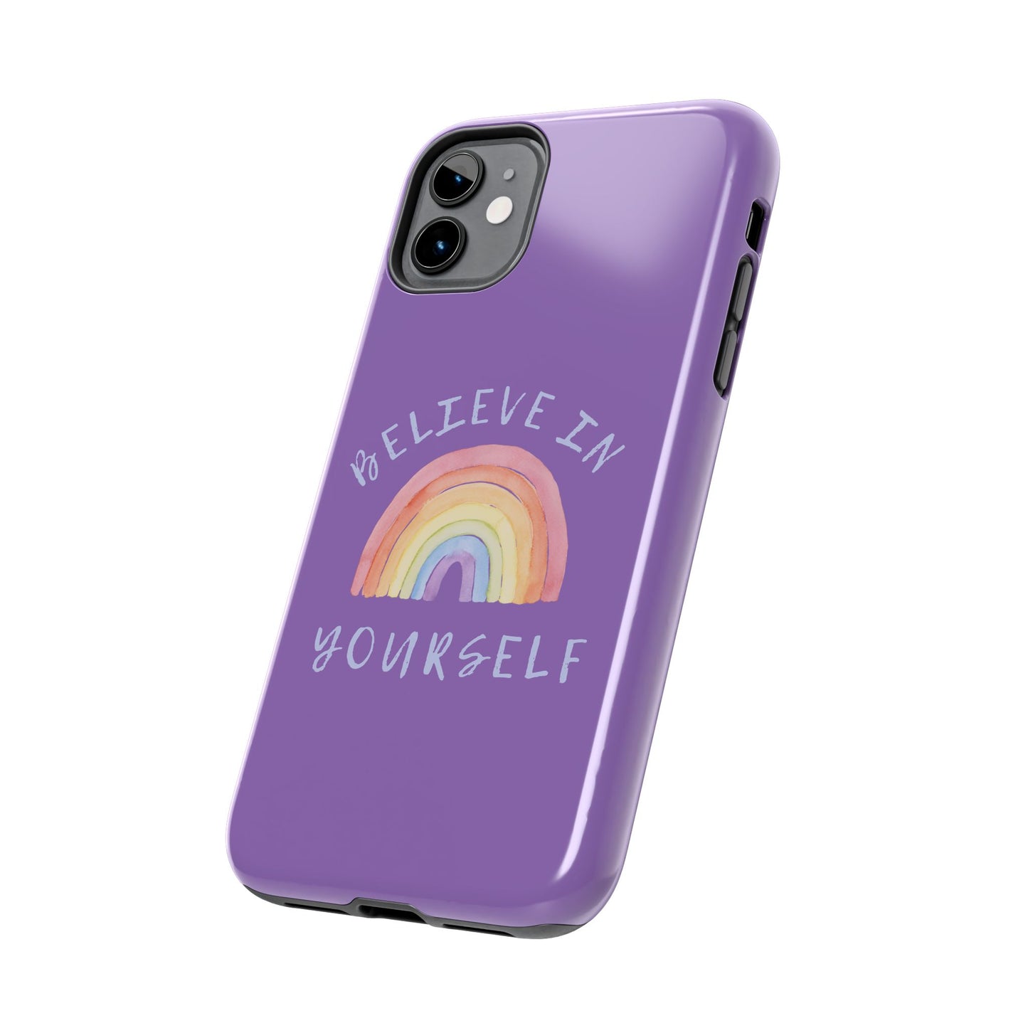 Funda para teléfono de diseño exclusivo Arcoíris "Believe in yourself"- Resistente y duradera.