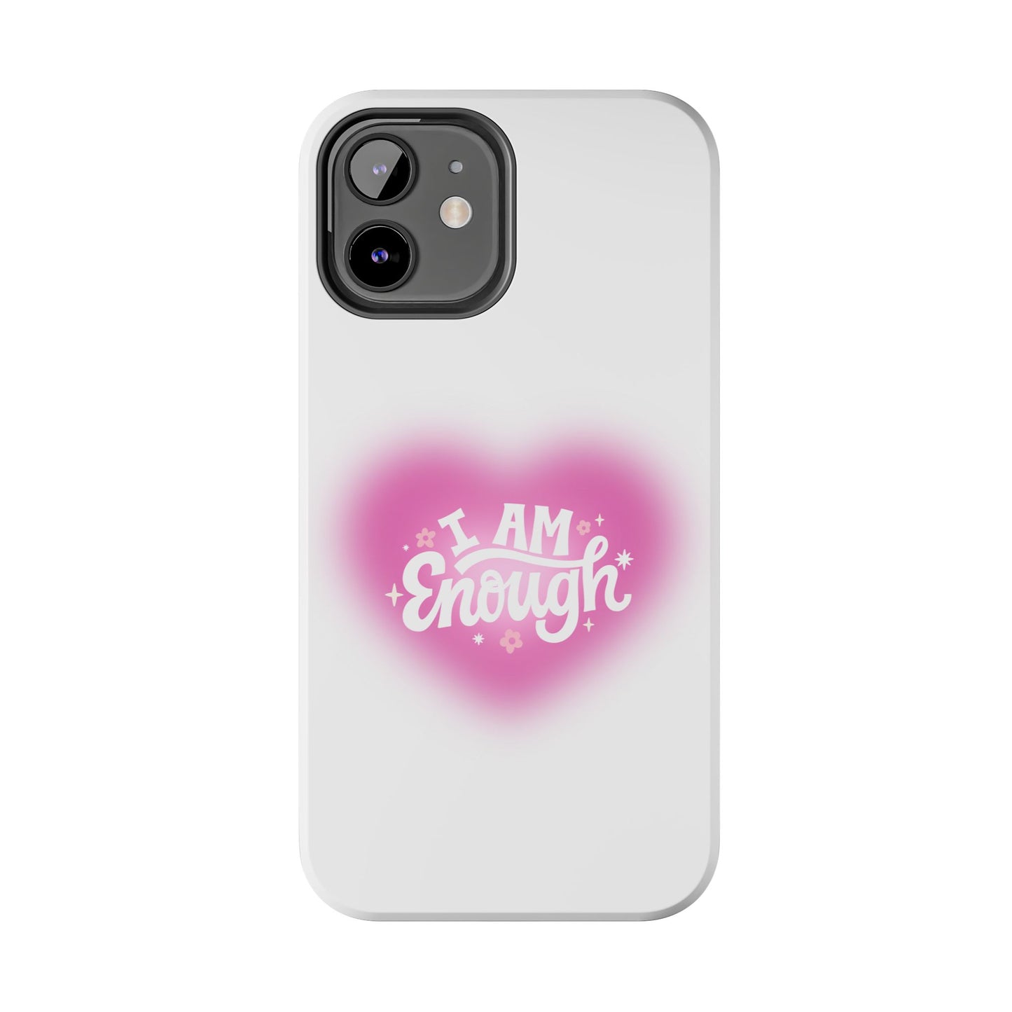 Funda para teléfono "I Am Enough"- Resistente a impactos, diseño exclusivo, color blanco