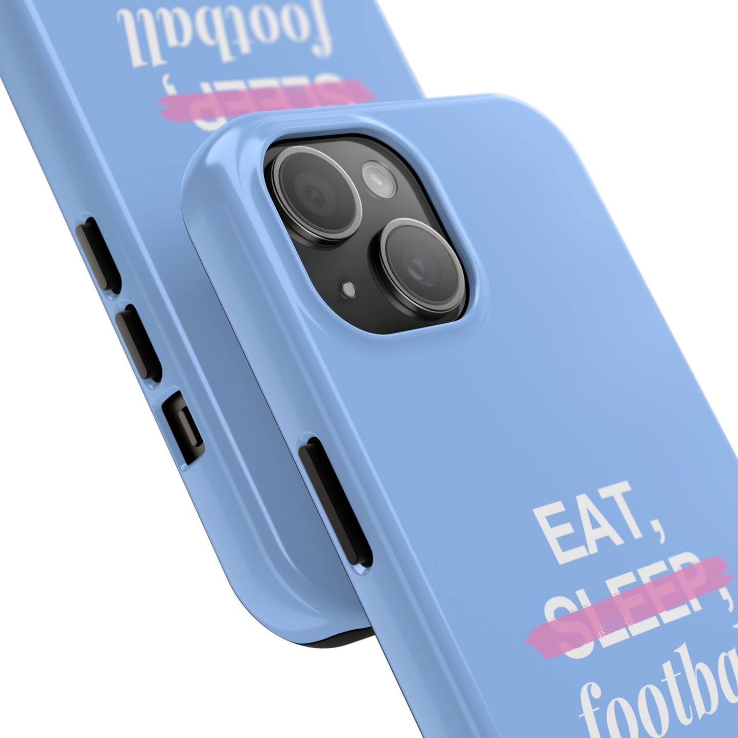 Funda para teléfono con frase motivadora "Eat, football, repeat"- Resistente a impactos