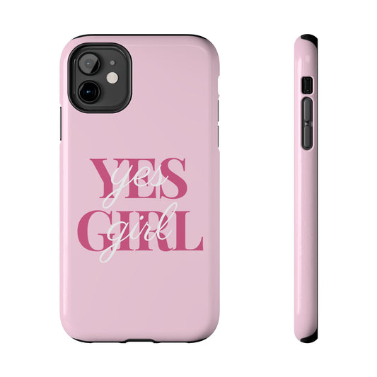 Funda para teléfono "Yes Girl"- Resistente a impactos, diseño minimalista exclusivo, color rosa