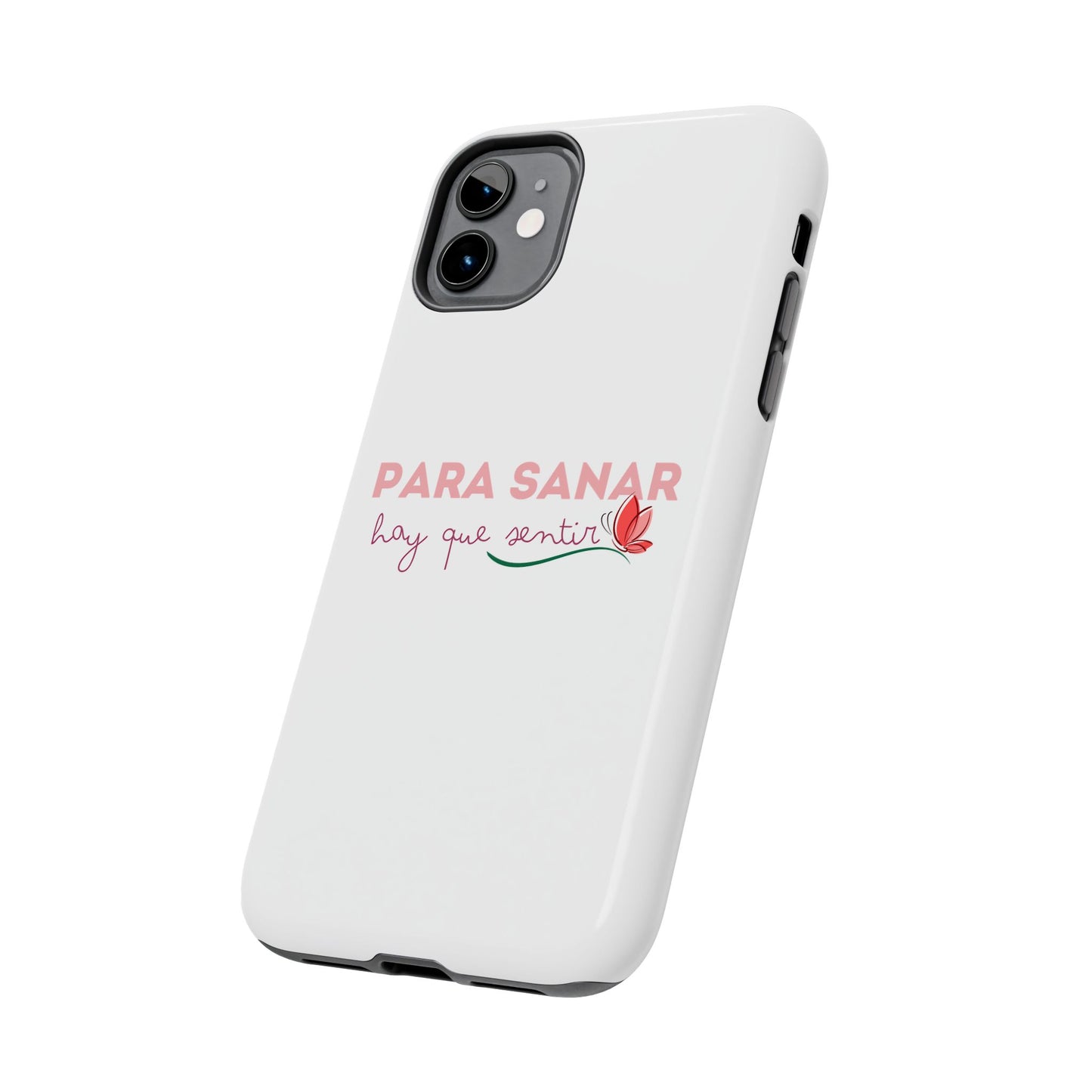 Funda para teléfono "Para sanar hay que sentir" - Resistente a impactos, con acabado brillante y diseño elegante, color blanco