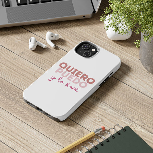 Funda para teléfono  "Quiero, puedo y lo haré"- Resistente a impactos, diseño minimalista exclusivo