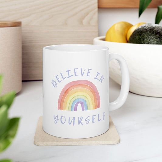 Taza de cerámica "Believe in yourself"- 11 oz Resistente y libre de BPA