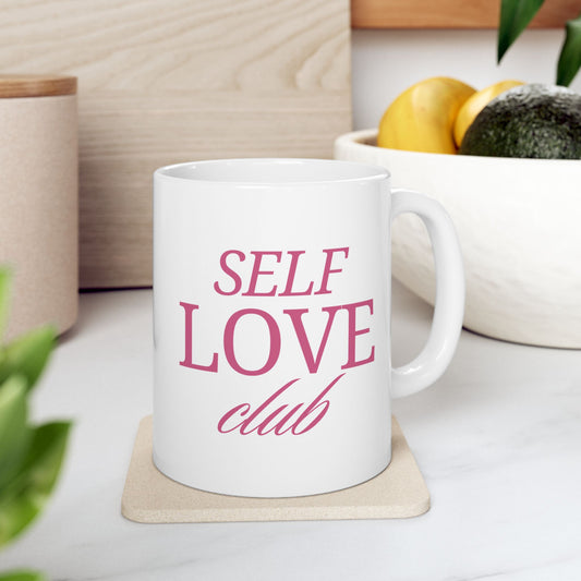 Taza de cerámica "SELF LOVE club- 11 oz, Resistente y libre de BPA