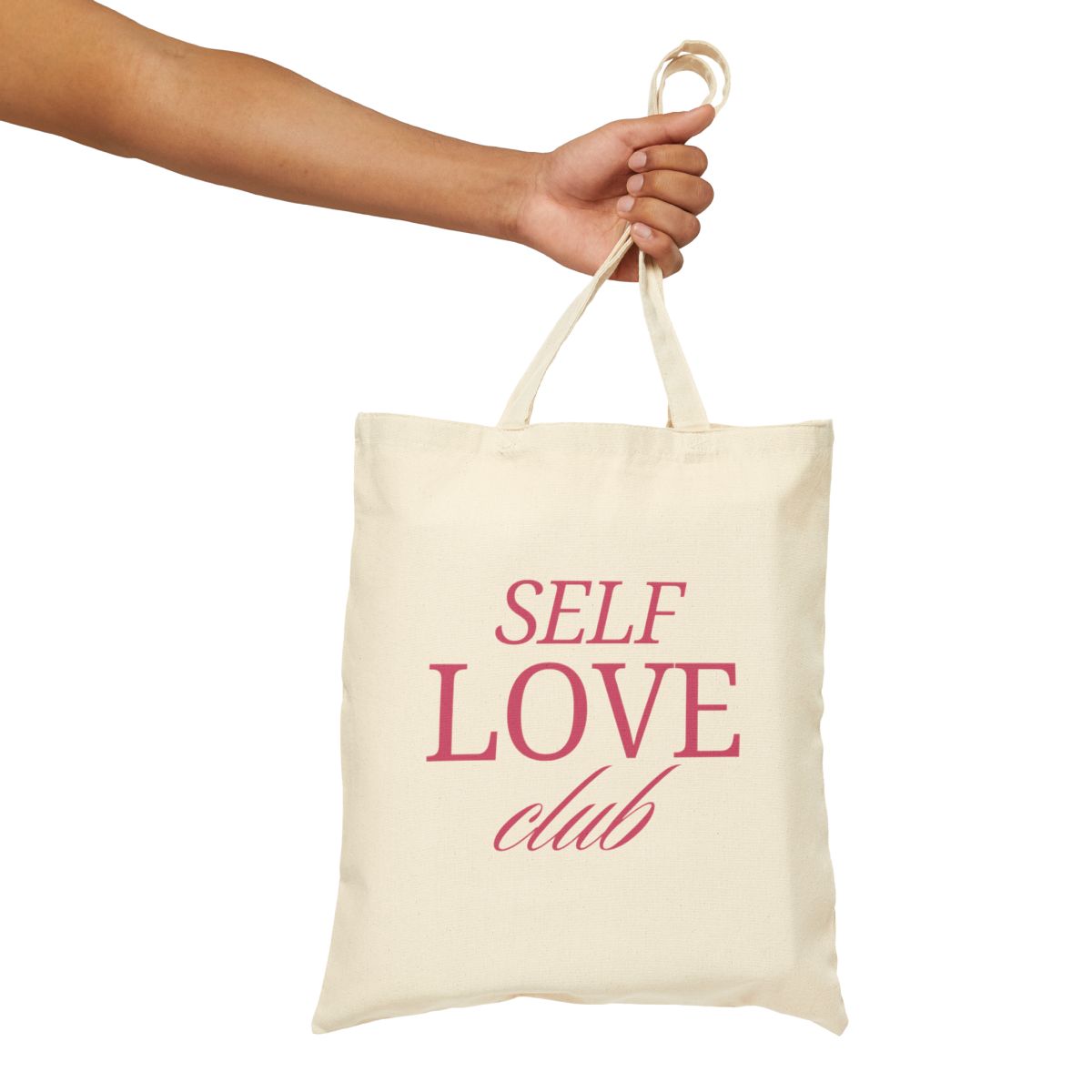 Bolsa tote "SELF LOVE club"- Diseño con frase inspiradora, 100% lona de algodón, ecofriendly