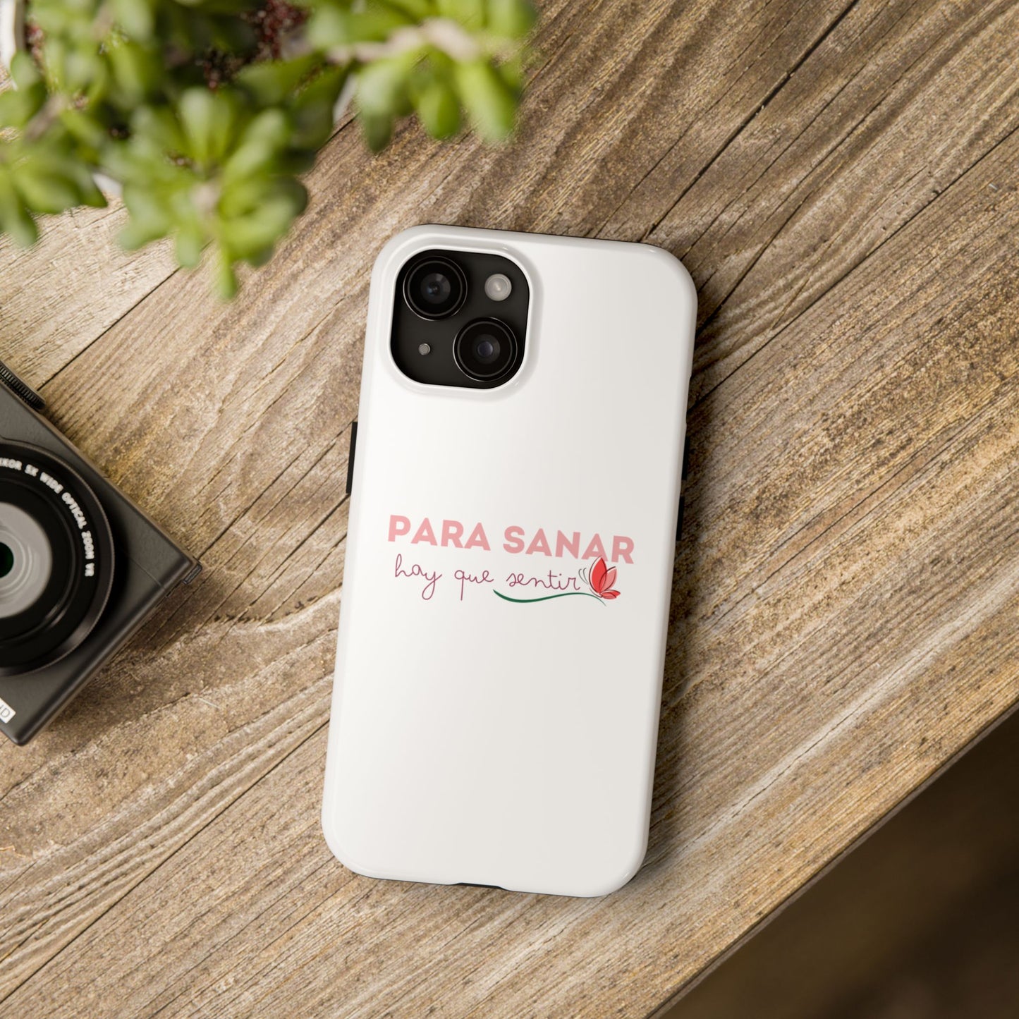 Funda para teléfono "Para sanar hay que sentir" - Resistente a impactos, con acabado brillante y diseño elegante, color blanco